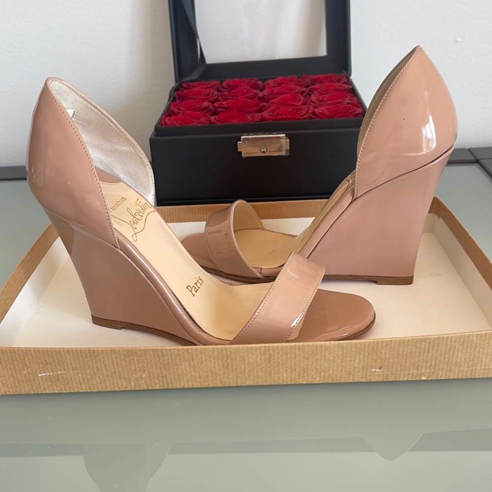 christian louboutin passmore zeppa platform wedges size 5.5